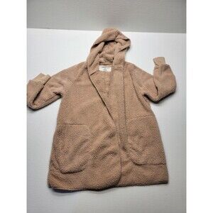 The Sweatshirt Project SIZE M Camel Fluffy Hooded Hoodie Teddy Cardigan Sweater